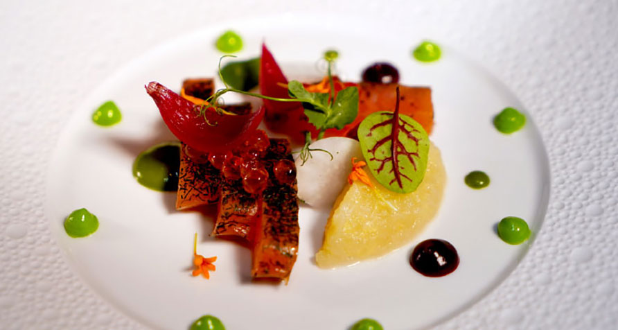 Dill-cured Scottish salmon dish at La Table Krug