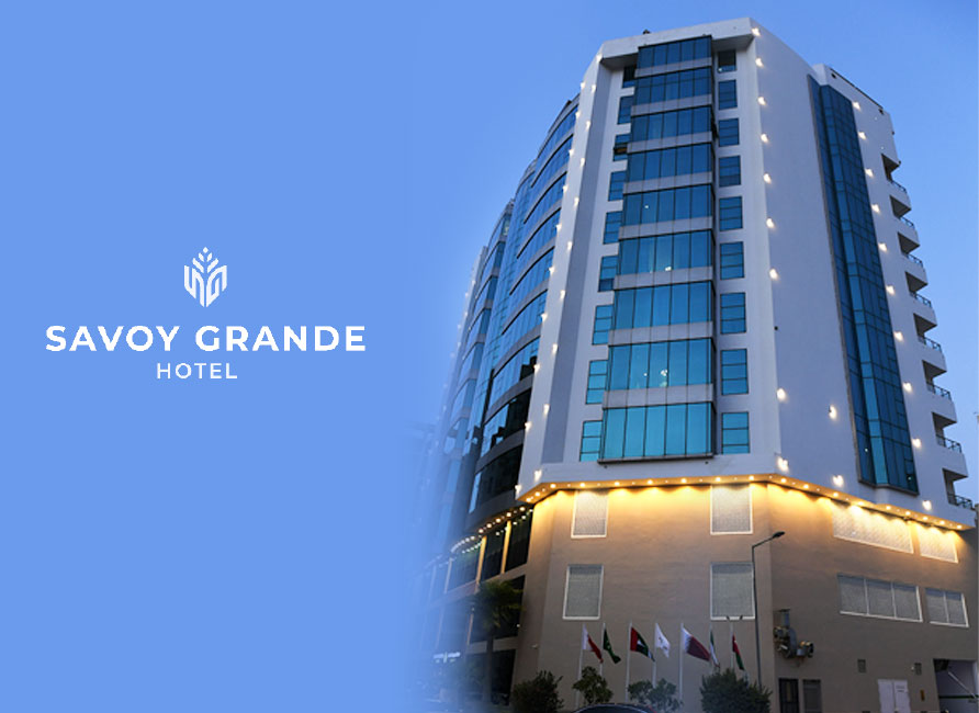 Exterior of Savoy Grande Hotel Bahrain at night