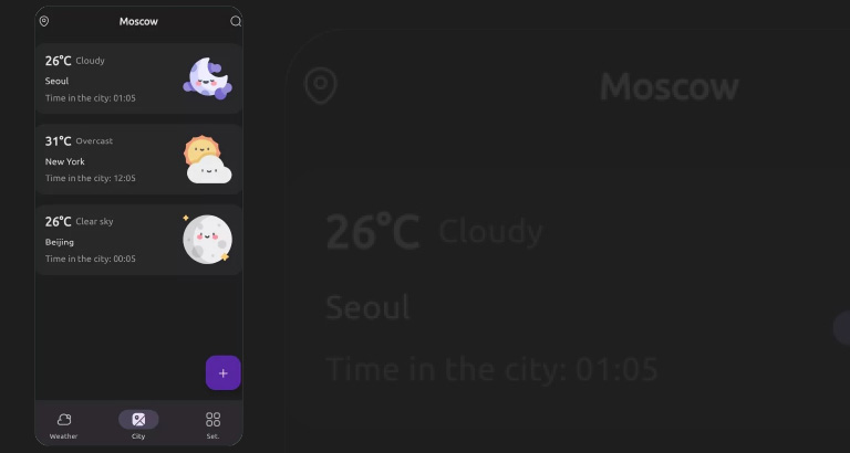 Rain weather app interface with detailed metrics