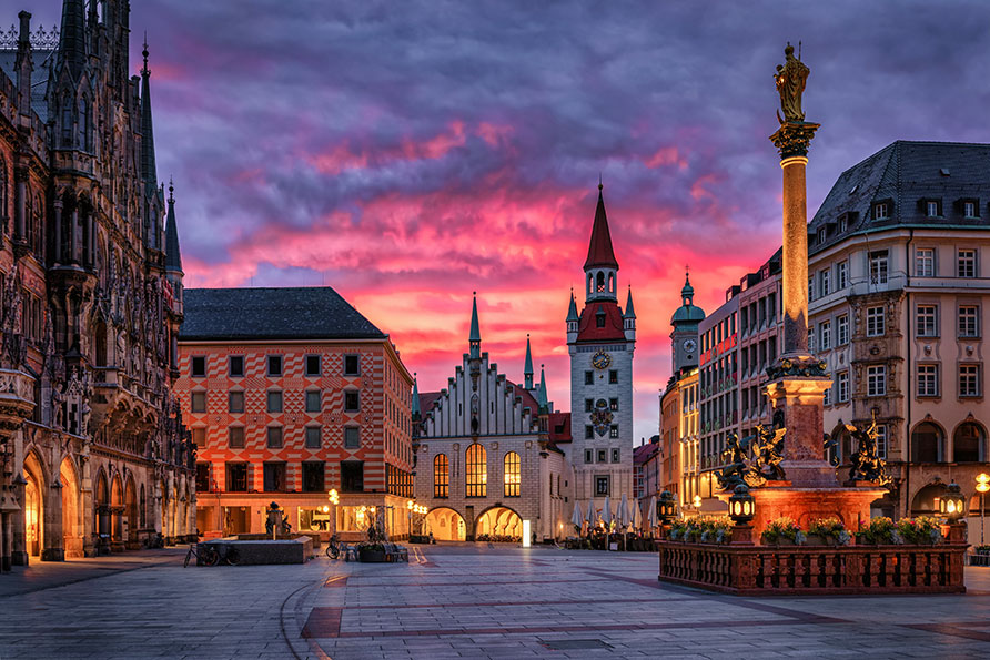 Munich Marienplatz with historic architecture