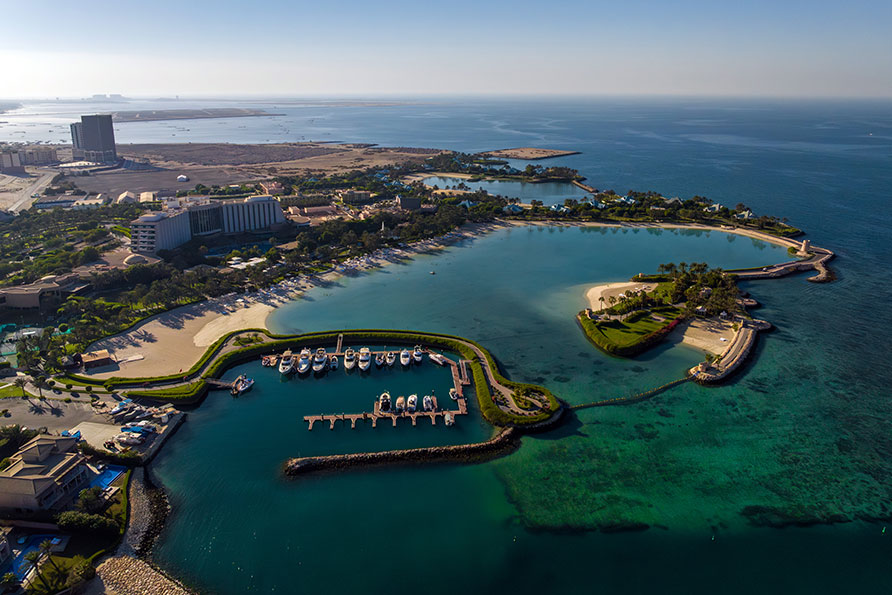 aerial view of royal marina and royal beach club at ritz-carlton bahrain