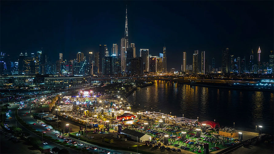 Art and automotive displays at Porsche festival