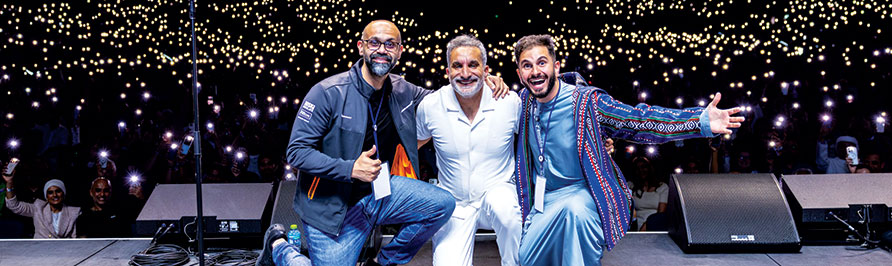 Imran Al Aradi performing stand-up in Bahrain