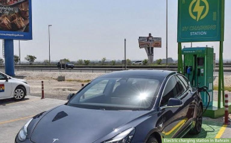 Electric car charging station in Bahrain supporting EV growth