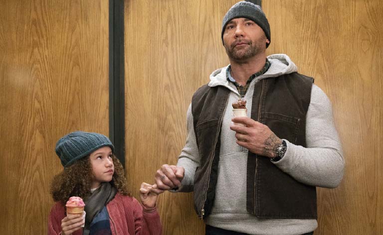 My Spy film still with Mr. Dave Bautista as CIA agent JJ