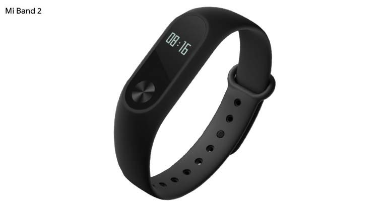 Mi Band 2 fitness tracker showing steps,time and heart rate