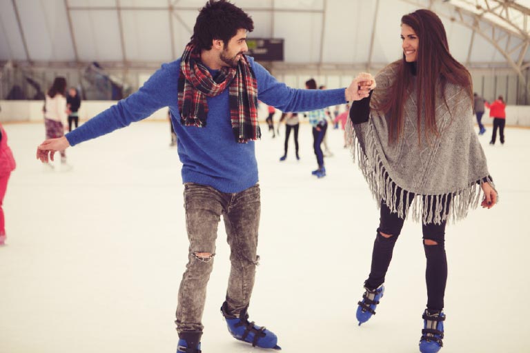 Couple ice skating at Funland Bahrain