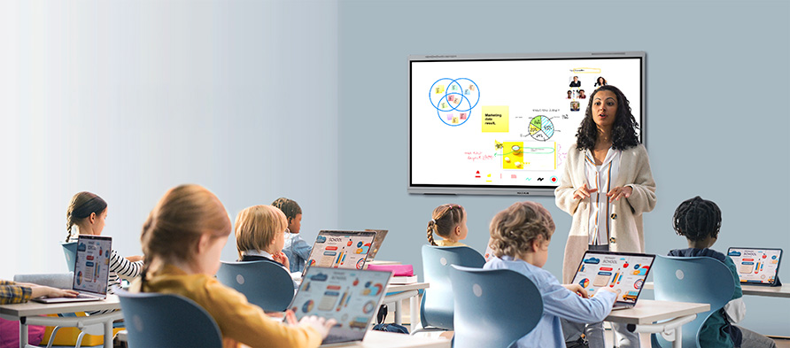 MAXHUB E7530 interactive flat panel in a Bahrain classroom
