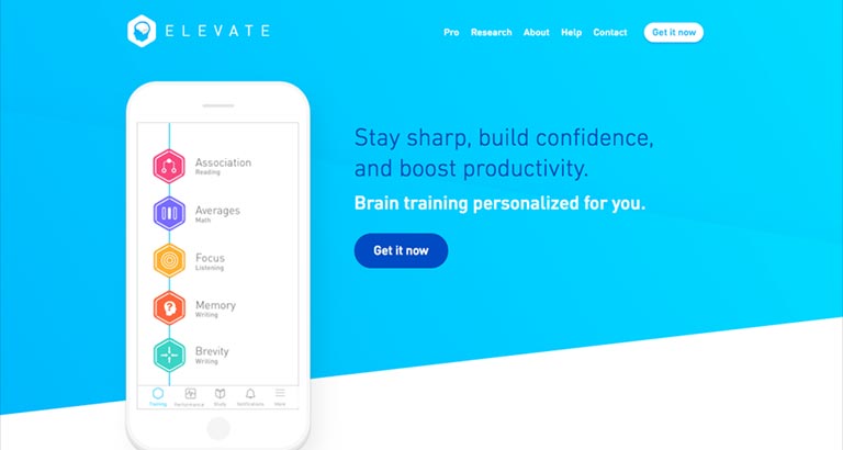 Elevate app for learning and brain training
