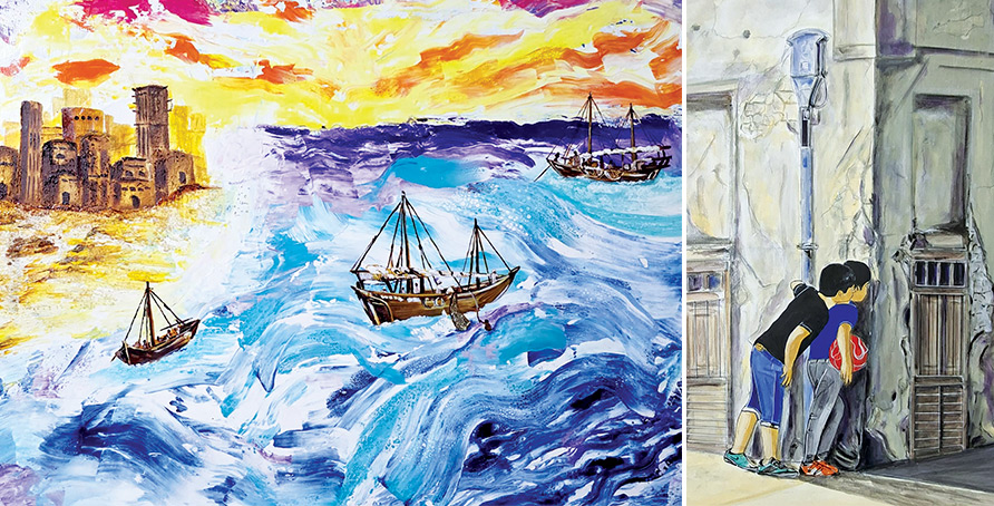 Bahrain heritage interpreted through watercolour and ink
