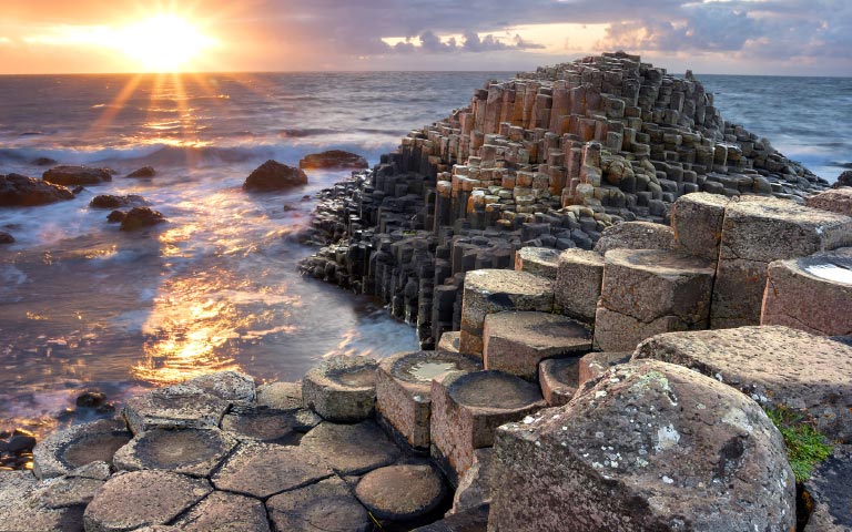 Giant’s Causeway basalt columns in Northern Ireland
