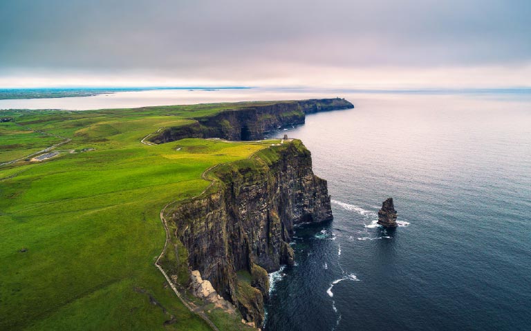 Cliffs of Moher overlooking the Atlantic Ocean